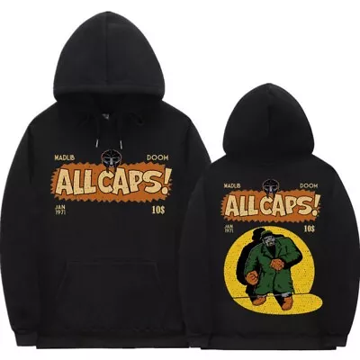 Buy Rapper MF Doom All Caps Black Hoodie Unisex Casual Hip Hop Trend Sweatshirt New • 27.59£