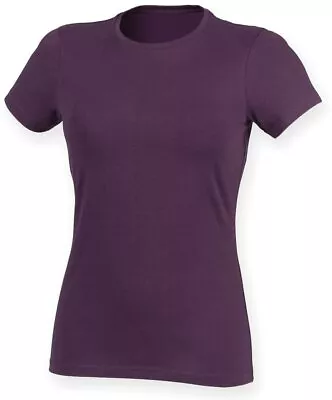 Buy Skinnifit SF Womens Ladies SK101 Short Sleeve T-shirt  Navy Deep Purple • 2.50£