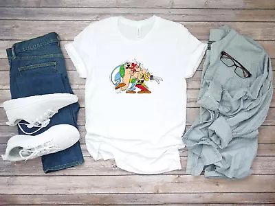 Buy Funny Asterix And Obelix Cartoon Short Sleeve White Men's T Shirt F077 • 9.92£