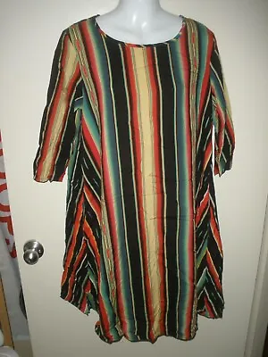 Buy #568 Misses Dress S Black Red Yellow Stripe Tunic Lucky & Blessed • 13.50£