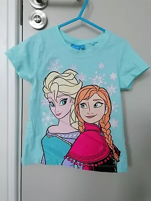 Buy Disney Frozen Elsa Ana Light Blue Girls Kids T-shirt Top 4-5 Yo • 6£