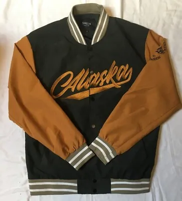 Buy Green & Tan College / Letter /Varsity Jacket L 48 Chest SHEIN Brand • 13.60£