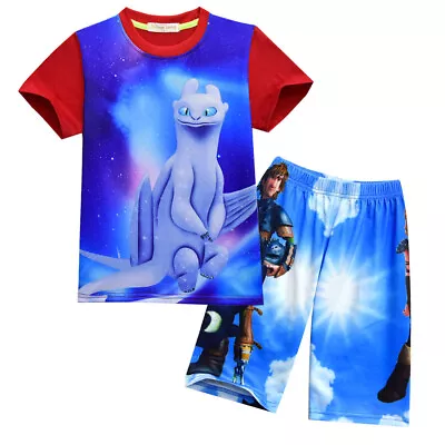 Buy Boys & Girls  HOW TO TRAIN DRAGON Toothless 2-Piece T-Shirt Shorts Pants Set B21 • 13.38£