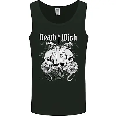 Buy Death Wish Skulls Snakes Biker Gothic Demon Mens Vest Tank Top • 8.99£