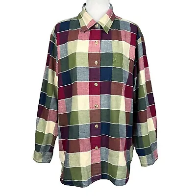 Buy Vintage 90s Shirt Womens Plus Size 3X Western Button Up Plaid Patch Print Rodeo • 22.17£