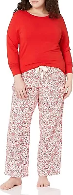 Buy 100% Cotton Women's X-LARGE Pyjamas Sleep Set Long Sleeve Red WHITE NEW 18 20 22 • 12.99£
