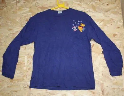 Buy Disney Vintage Pooh Bear Pocket Christmas T-Shirt Blue Embroidered Women’s XL • 22.40£