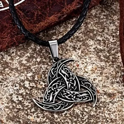 Buy Vintage Viking Pendant Necklace With Black Leather Necklace With Keel Necklace • 6.49£