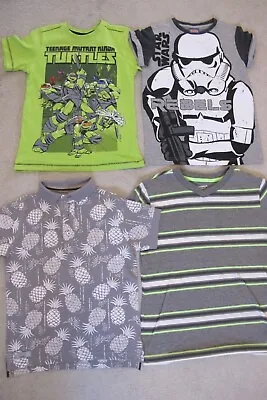 Buy Boys T-shirts X4 6yrs Star Wars, Ninja Turtles, Pineapple, Stripes • 5£