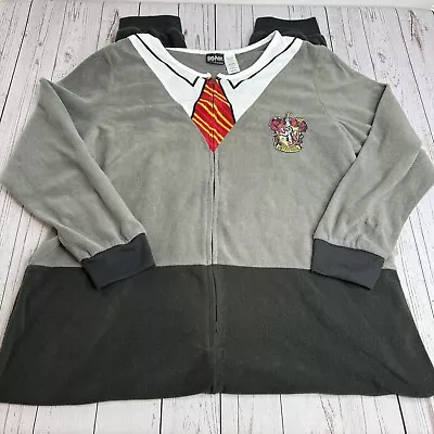 Buy Harry Potter Pajamas Gryffindor Adult Womens One Piece Size 2XL Gray Full Zip • 23.58£