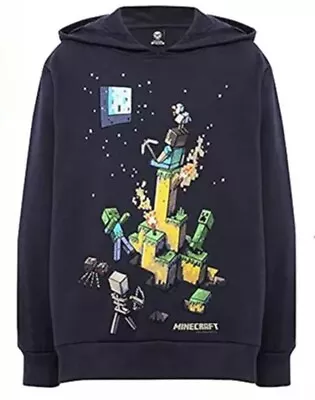 Buy Unisex Official Minecraft Merch Navy Blue Hoodie Age 13-14 Years • 8.95£