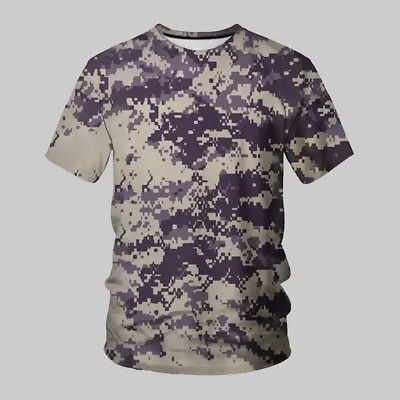 Buy Mens Camo Army Summer Casual T Shirt Tops Short Sleeve Camouflage Tee Plus Size • 10.19£
