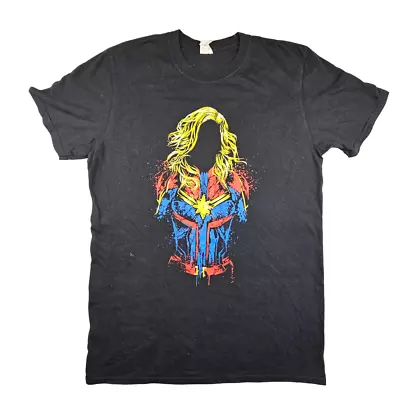 Buy Gildan Captain Marvel T Shirt Size M Black Mens Ring Spun Cotton Graphic Tee • 10.79£