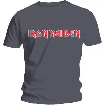 Buy Iron Maiden 'Classic Logo' Charcoal Grey T Shirt - NEW • 15.49£