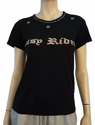 Buy THE GREAT CHINA WALL Easy Rider Embellished Black Jersey  T-Shirt S BRAND NEW • 119.49£