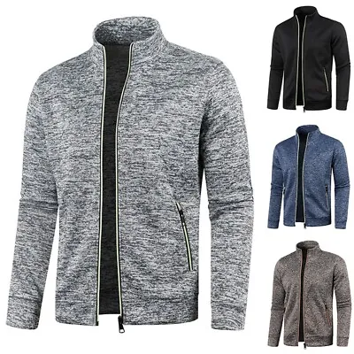 Buy Stylish Sporty Men's Pocketed Slim Sweatshirt Jacket With Stand Collar • 23.45£