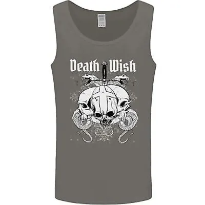 Buy Death Wish Skulls Snakes Biker Gothic Demon Mens Vest Tank Top • 11.99£