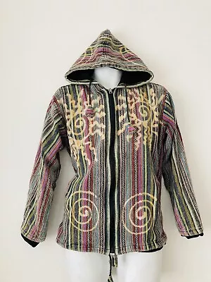 Buy Hippie Zip Up Jacket Coat Boho Cotton Hooded Festival Nepalese M • 39.99£