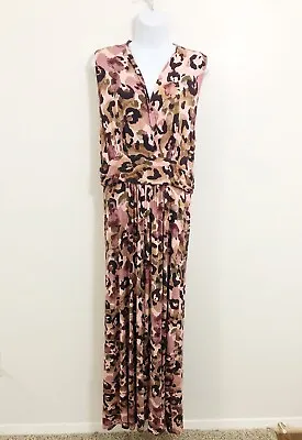 Buy Alchemy Thread Women Casual Sleeveless Pink Boho V Neck Maxi Dress Size L Print • 23.67£