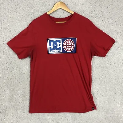 Buy DC Shoes T Shirt Mens L Large Red Logo Spell Out Skate Skateboarding • 9.95£