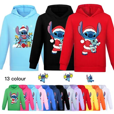 Buy Unisex Kids Christmas Stitch Hoodies Jumper Sweatshirt Long Sleeve Pullover UK • 8.07£