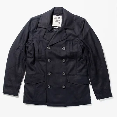 Buy ISolid !Solid Mens Authentic Black Wool Smart Jacket Pea Coat BNWT • 39.99£