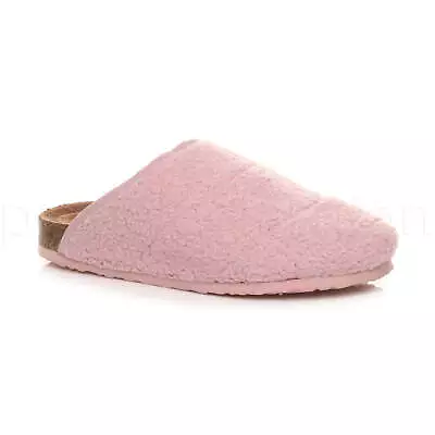 Buy Womens Ladies Slip On Fleece House Shoes Comfort Footbed Mules Slippers Size • 9.99£