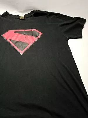 Buy Superman Distressed Logo T Shirt Black Large Gildan  • 7.50£
