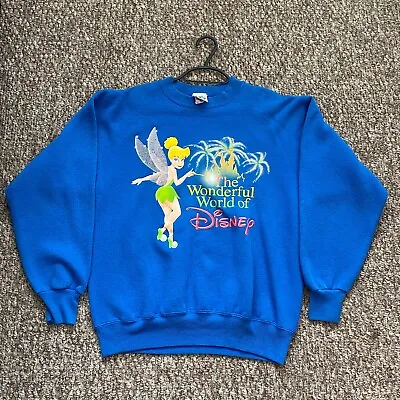 Buy Disney Tinkerbell Sweatshirt Adults Medium Blue Wonderful World Of Disney USA • 24.99£