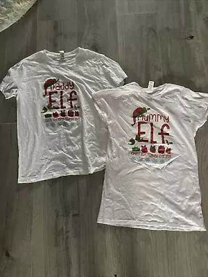 Buy Good Condition Matching Elf T-shirts Mummy And Daddy Elf Christmas Size S & M • 5£