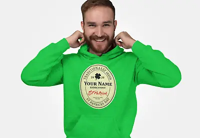 Buy Personalised St Patricks Day Hoodie Your Name Beer Badge Paddy Guinness Top L27 • 24.99£