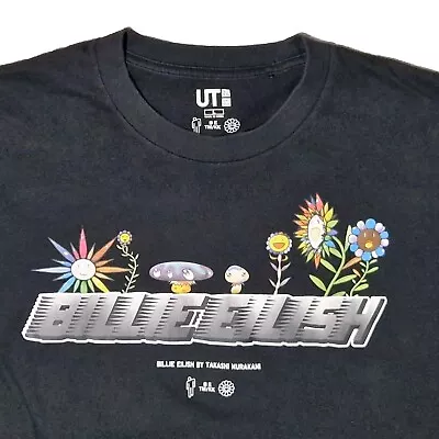 Buy Uniqlo Billie Eilish Takashi Murakami T-Shirt L Mens Black Flowers Graphic Tee • 14£