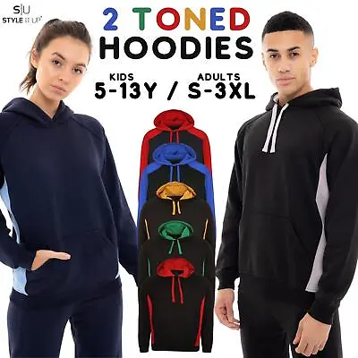 Buy Adults Kids Mens Ladies Unisex Team Hoodie 2 Toned Pullover Hooded Sweatshirt  • 8.99£