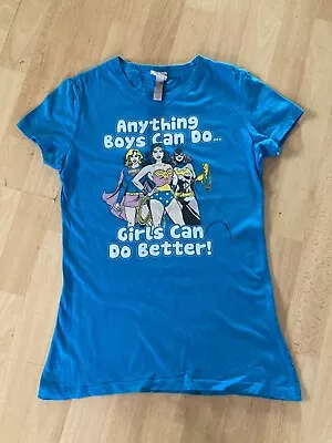 Buy Ladies DC Comics Blue T-shirt Size M (8-10) • 3.50£