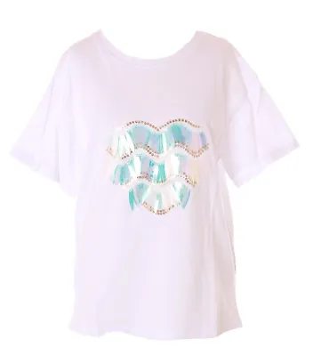 Buy TP-143-2 White Heart Hologram Sequin T-Shirt Pastel Goth Sweet Lolita Kawaii • 8.86£
