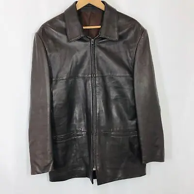 Buy Dark Brown Leather Jacket UK 44 Chest • 30£
