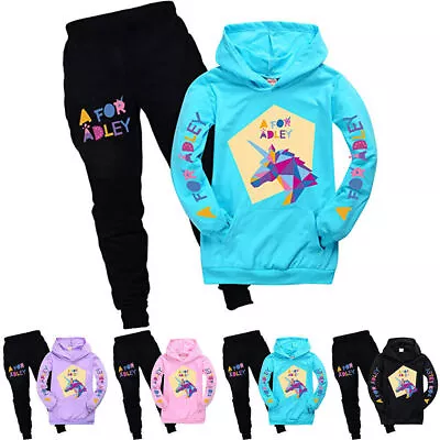 Buy Kids A For Adley Unicorn Print Tracksuit Boys Girls Hoodies Jumper Tops + Pants- • 19.62£