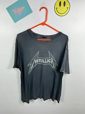 Buy WOMENS AND FINALLY METALLICA BAND  T-SHIRT TOP SIZE 8 (oversized) GOOD CON 99p • 1.20£