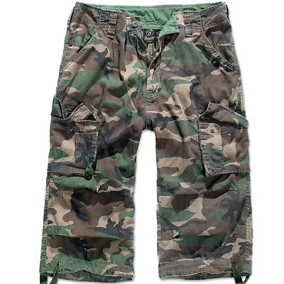 Buy Brandit Mens Urban Legend 3/4 Hunting Shorts Vintage Military Pant Woodland Camo • 45.95£
