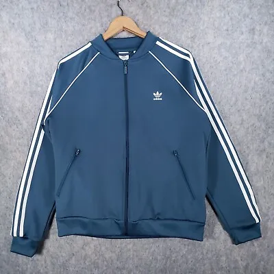 Buy Adidas Jacket Womens 18 Blue Trefoil Streetwear 3 Stripes Sweatshirt Gym Top • 18.71£