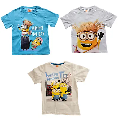 Buy Boys Minions Official T-shirts Summer Short Sleeve Crew Neck • 7.95£