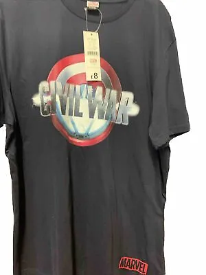 Buy Marvel Civil War T-Shirt Men’s XXL Blue By  George • 8£