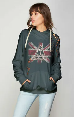 Buy NEW Trunk Ltd Women's Blue Graphic Sweater Hoodie Brand New Def Leppard Size M • 98.42£