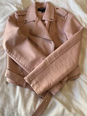 Buy Pink Faux Leather Jacket, Size 10 • 5£