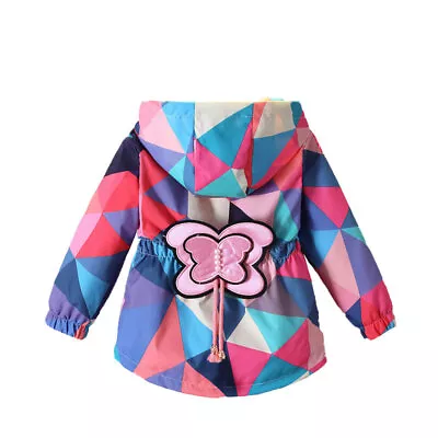 Buy Kids Girls Baseball Uniform Butterfly Diamond Grid Hooded Top Jacket Windbreaker • 10.79£