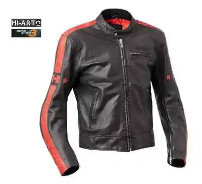 Buy Halvarssons Seventy Mens Retro Leather Motorcycle Jacket • 199.99£