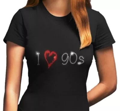 Buy I LOVE NINETIES 90s - Crystal Ladies Fitted T Shirt  - Retro Party - (ANY SIZE) • 9.99£