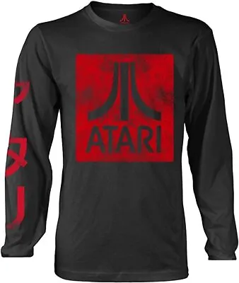 Buy Official Atari Red Box Logo Mens Black Long Sleeve T Shirt Atari Classic Tee • 19.95£