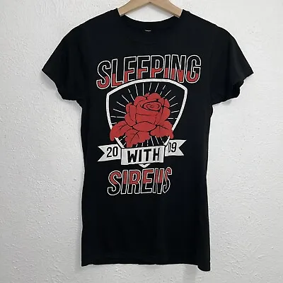 Buy Women’s Sleeping With Sirens Rose 2009 Tee Black T-Shirt Short Sleeve Sz Small • 14.06£