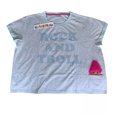 Buy Retro Womens Good Luck Trolls T-Shirt Size L Light Grey /Pink Pocket Troll NEW • 6.97£
